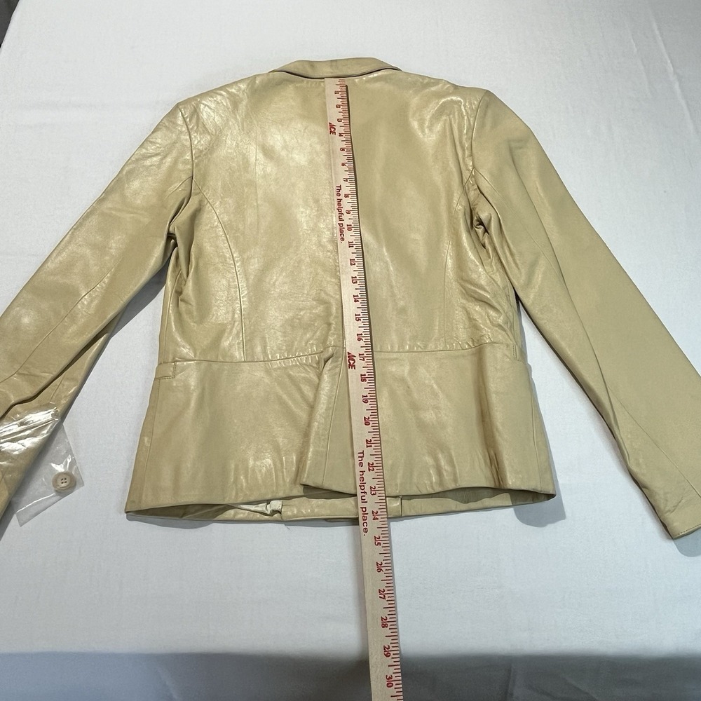 Vera Pelle Made in Italy Leather Stylish Yellow Jacket Size M (Italian size 42) - Picture 8 of 16